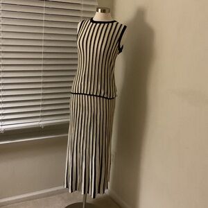 New York & Company Black and Cream Striped Sweater